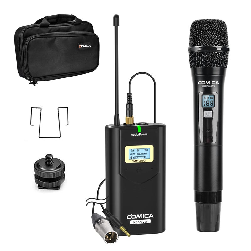 COMICA CVM-WM100 H UHF 48-Channel Professional Wireless Handheld Microphone System for Canon Nikon Sony Panasonic Fuji DSLR Camera, XLR Camcorder, Smartphone, Perfect for Video Recording/Interview - Image 1